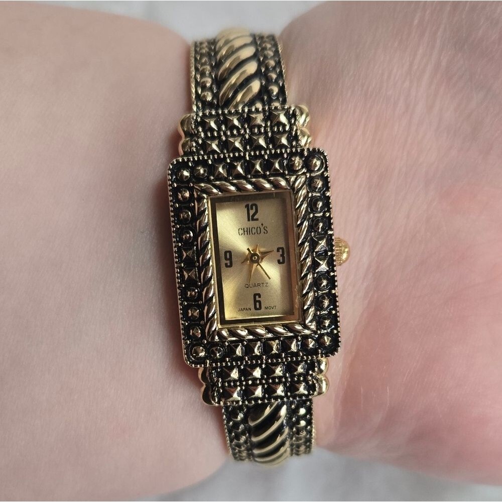 Chico's Elegant Gold and Black Women's Bracelet Watch PRICE FIRM